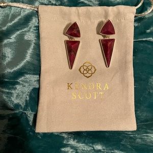 Kendra Scott Gold frame linked Burgundy Stone dangle earrings